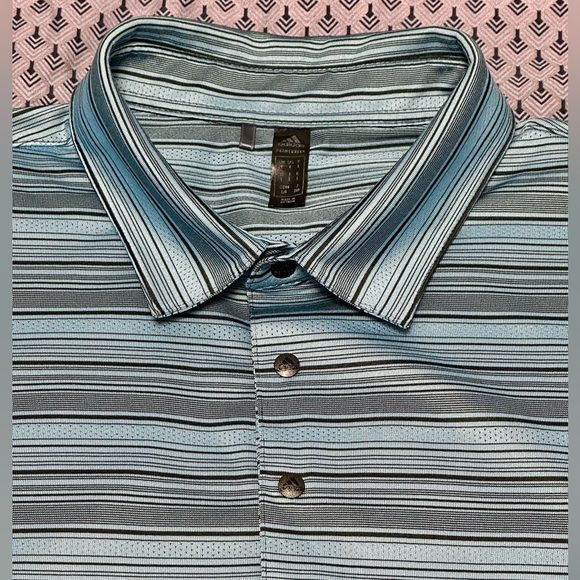 Adidas Men’s Blue/Grey Striped Golf Polo Size L - Picture 2 of 10